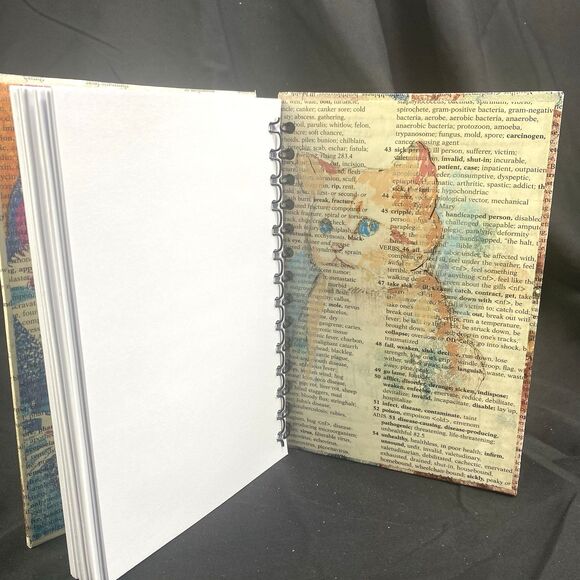 Journal Unique Cat Lover Designs Handmade Upcycled Spiral Notebook Animal Lovers - Picture 3 of 7
